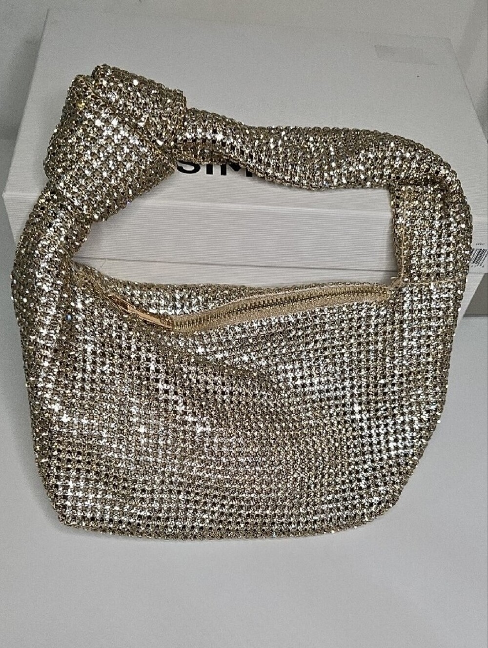 Madison West Metallic Gold Sequin Shoulder Bag